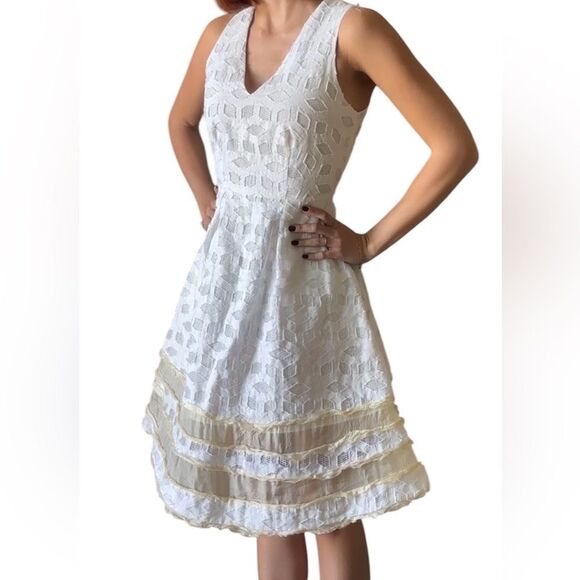 Jonathan Simkhai Midi White Dress Sleeveless Twill Size 2 - Picture 6 of 10